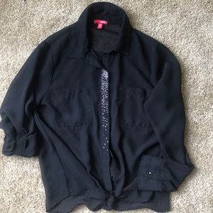 Black rhinestone dress shirt